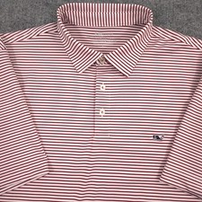 Vineyard Vines On The Go Sankaty Polo Shirt Mens Large Burgundy Striped OTG Golf