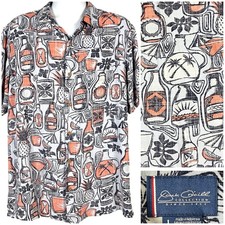 Jack O'Neill Tropical Drinks Mens Hawaiian Shirt size Large 48x31 Rayon Cocktail