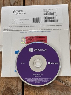 Windows 10 Professional, 64 bit OEM / SB Vollversion Deutsch mit MwSt Rechnung !