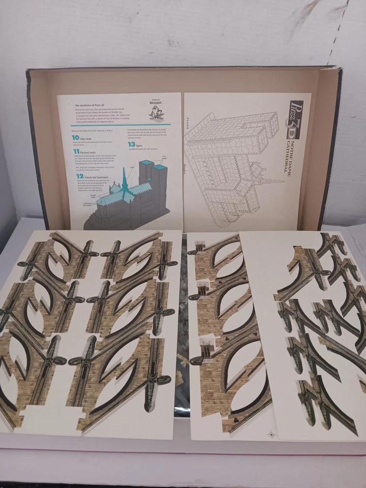 Головоломка 3D собор Нотр-Дам Париж Франция головоломка 952 шт. Милтон Брэдли полный комплект  - Изображение 4 из 4