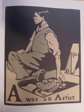 William Nicholson Woodcut Print 1898 A was an Artist  Alphabet Lithograph 1975