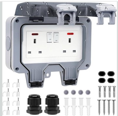 Ricokey Doppel Außensteckdose wasserdicht Außenstecker Steckdose wetterfest Ip66 W