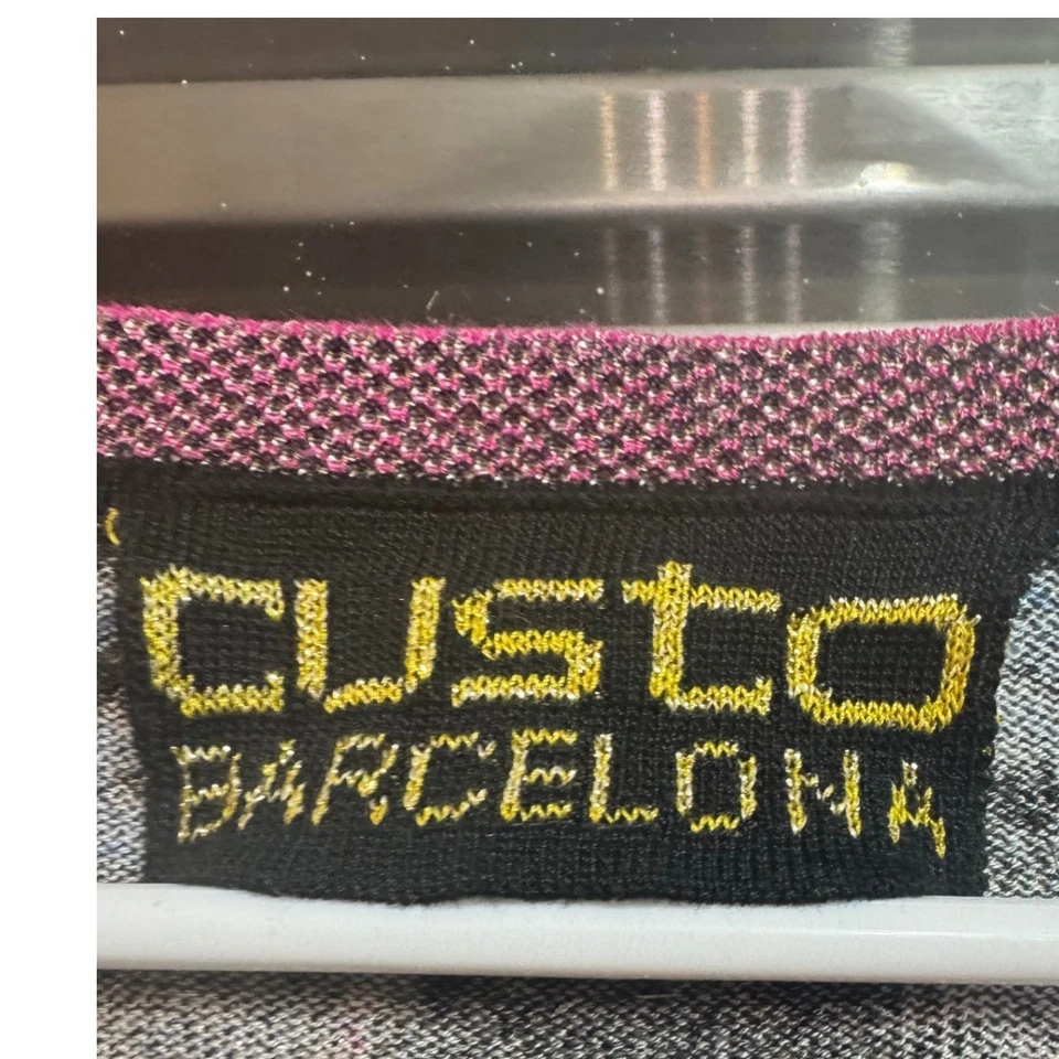 Mini Vestido Custo Barcelona Rayas Azul Gris Manga Larga Viscosa Tencel Foto 3 de 4