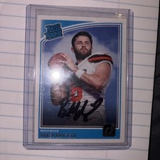 2018 BAKER MAYFIELD RATED ROOKIE 303  AUTOGRAPH ON CARD DONRUSS AUTHENTIC. rookie card picture