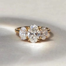 Lab-Created Round Cut Real 1.50 Ct Diamond Engagement Ring 14K Yellow Gold FN