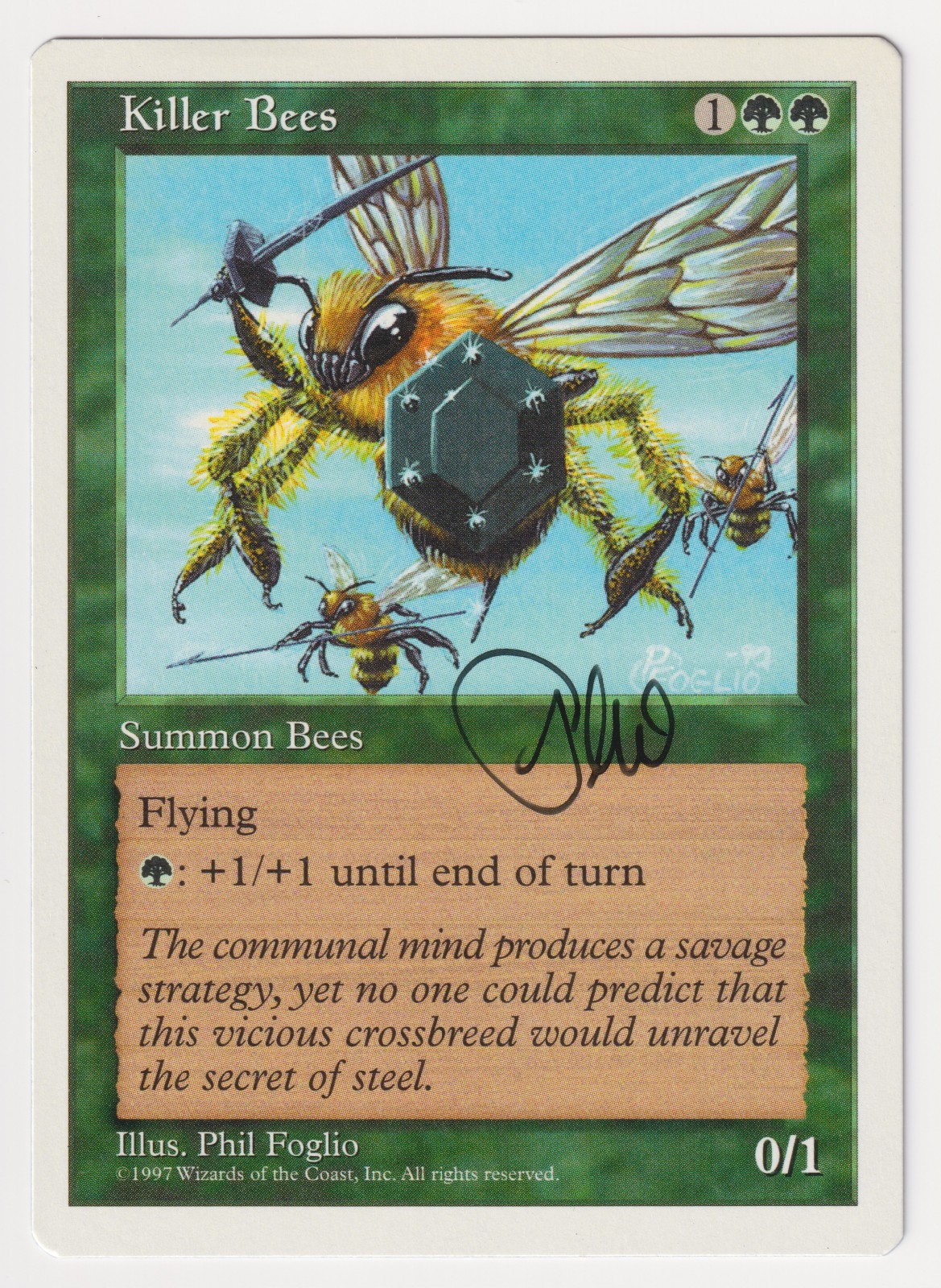 Signed Killer Bees HP 5th Edition Fifth Artist Phil Foglio 1997 WOTC MTG Magic!