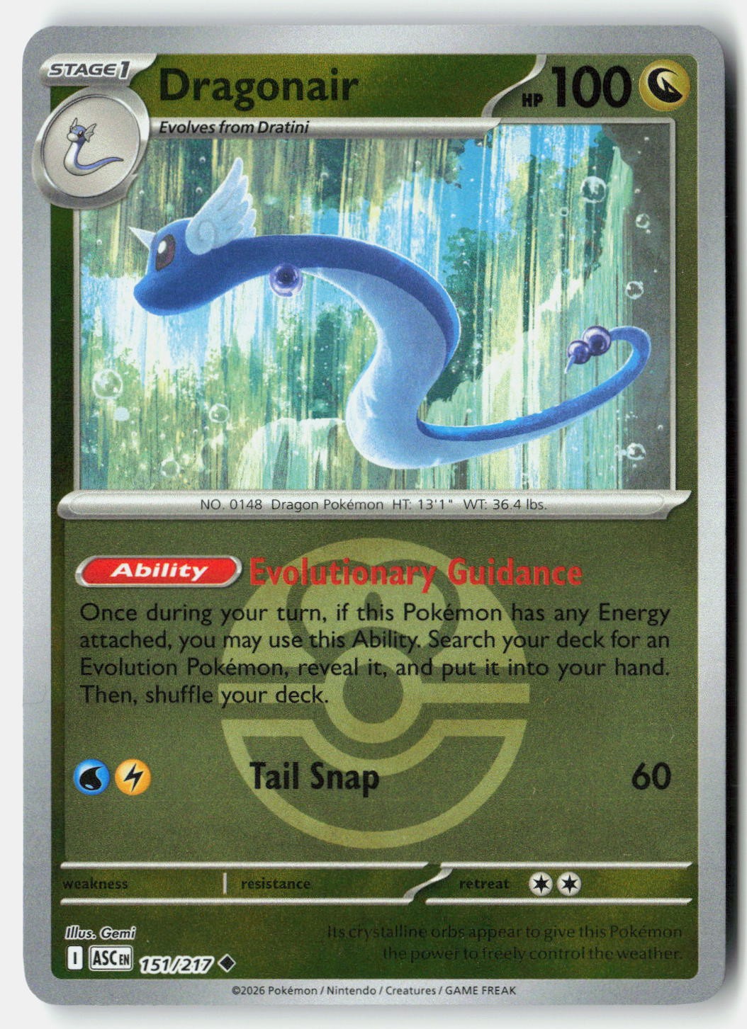 Dragonair (Love Ball) Uncommon Ascended Heroes Reverse Holo 151/217 NM/M Pokemon