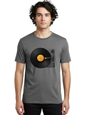Record-Player Mens Graphic Tee, 100% Cotton, Casual Summer Wear
