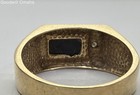 VTG 14KT Yellow Gold Diamond & Black Gemstone Men's Ring (Sz 9.5) 7.5g - Tested — photo 5