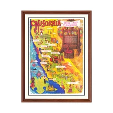 Old Map of California 1960 - Vintage California Art