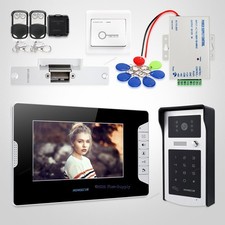 7" Wired Video Door Intercom System Electric Lock Supported for Home Security