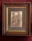 Antique Civil War Soldier Memorial Mounted Photo Wood Frame w/ Gold Trim