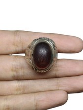 Genuine Natural Old Agate Size 8.25US Ring Signet Sterling Silver Near Eastern