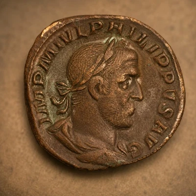 Philippe l'Arabe Sesterte 247 Rome RIC 150 Felicitas Philippe I sesterce - Photo 1/2