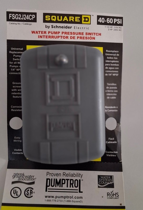 Square D pressure switch 40-60 psi FSG2J24CP NEW IN BOX