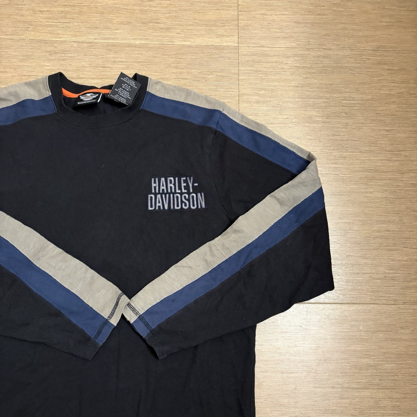 Vintage Harley Davidson Shirt Mens M Black Y2K Long Sleeve Biker Embroidered