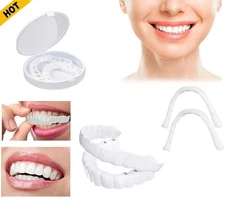 Snap On Upper and Bottom Set False Teeth Dental Veneers Denture Tooth Cover US