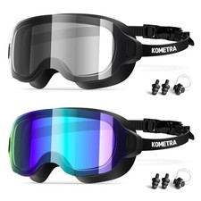 Adult Swim Goggles 2 Pack, Frameless Wide View Silver/Mirrored  Aqua/Mirrored