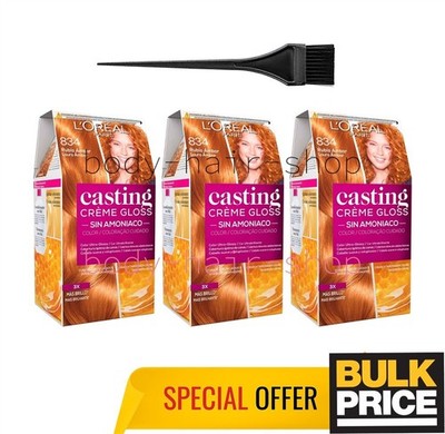 L'Oreal Casting Creme 834 Golden Caramel Natural Shine Glossy Haarfarbe 3er Pack