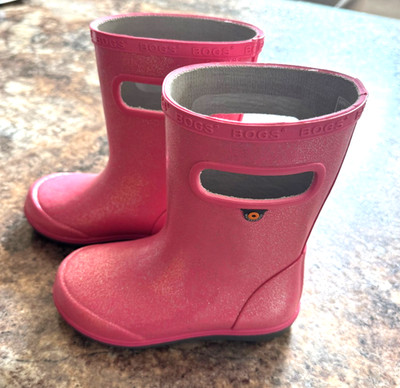 Bogs Kids' Skipper II Waterproof Rain Boot-Glitter-Pink size US 10