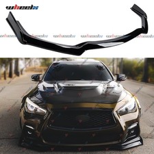 Glossy Black Front Bumper Lip Spoiler Splitter For Infiniti Q50 Sport 2018-2024