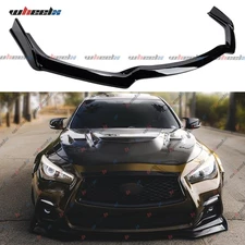 Glossy Black Front Bumper Lip Spoiler Splitter For Infiniti Q50 Sport 2018-2024