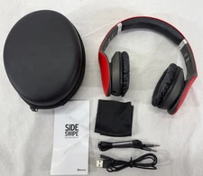 iHip Side Swipe Wireless Touch Control Headphones w/Case - Red Tested Works