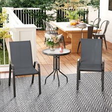 3 Pieces Bistro Set, Garden Furniture Set with Stackable Chairs