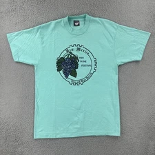 Vtg Screen Stars Best XL Green Single Stitch USA Made Shirt NM Wine Festival 80s