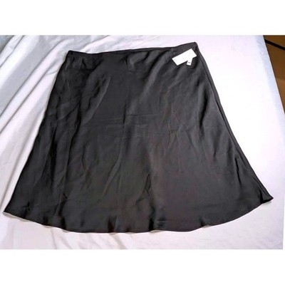 Nordstrom Rack ~ Satin Midi Skirt ~ Women 3X ~ Black A-Line Slip & Skirt ~ NWT