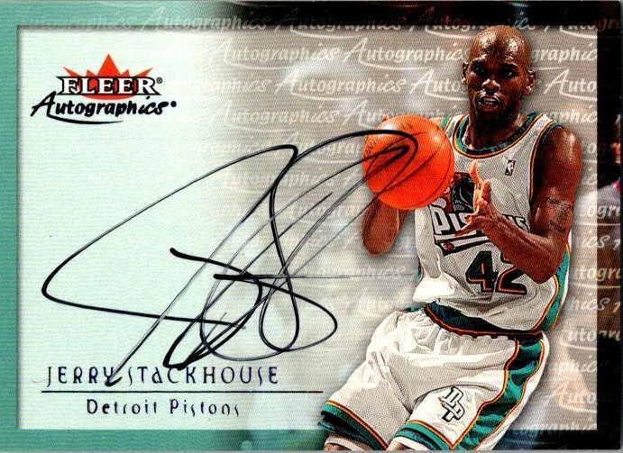 Jerry Stackhouse 2000-01 Fleer Tradition Autographics Auto Card Detroit Pistons