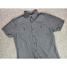 Grizzly Mountain Mens Short Sleeve Button Down Shirt Gray Size L G Cotton