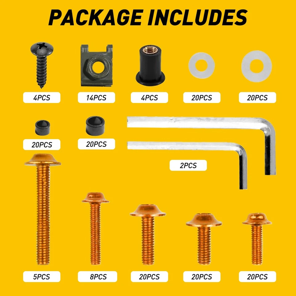 Parafuso de corpo para Yamaha YZF R6 R1 R6S YZF600R FZ6/R kit completo de parafusos de carenagem dourado - Imagem 3 de 4