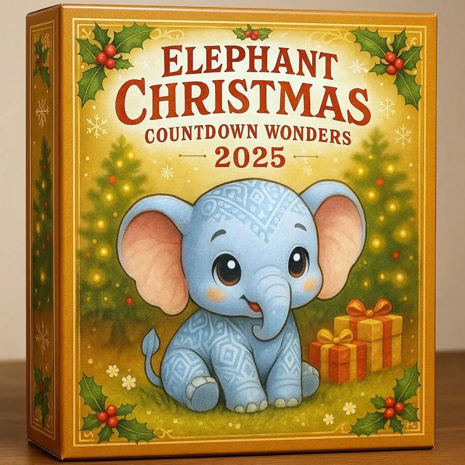 Elephant Advent Calendar Christmas Countdown Calendar 2D Acrylic Ornament