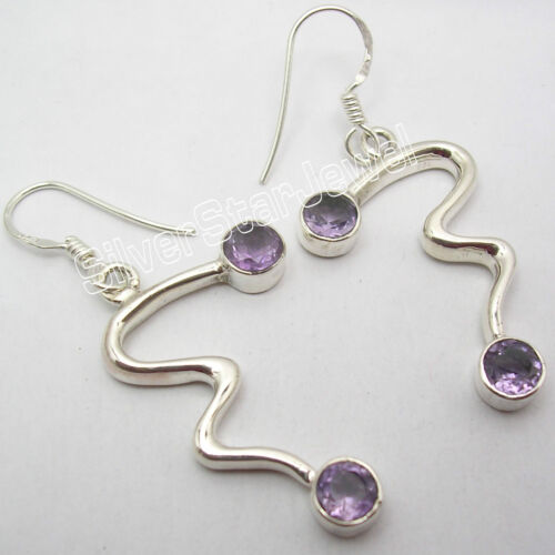 925 Silver Stylish Earrings AMETHYST, PERIDOT & Other Genuine Gemstones Choice - Picture 1 of 15