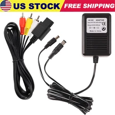 AC Power Supply + Audio Video RCA AV Cable Adapter Cord For Super Nintendo SNES 