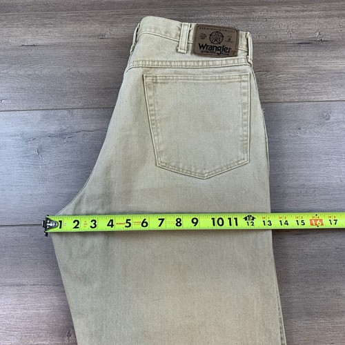 Vintage Wrangler USA Premium Quality Authentic Jeans 34 x 32 Loose Fit Beige - Picture 15 of 15