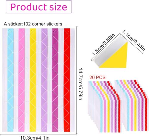 2040 PCS Photo Corners, Self Adhesive Photo Corner Stickers Mounting Corners - Picture 2 of 6
