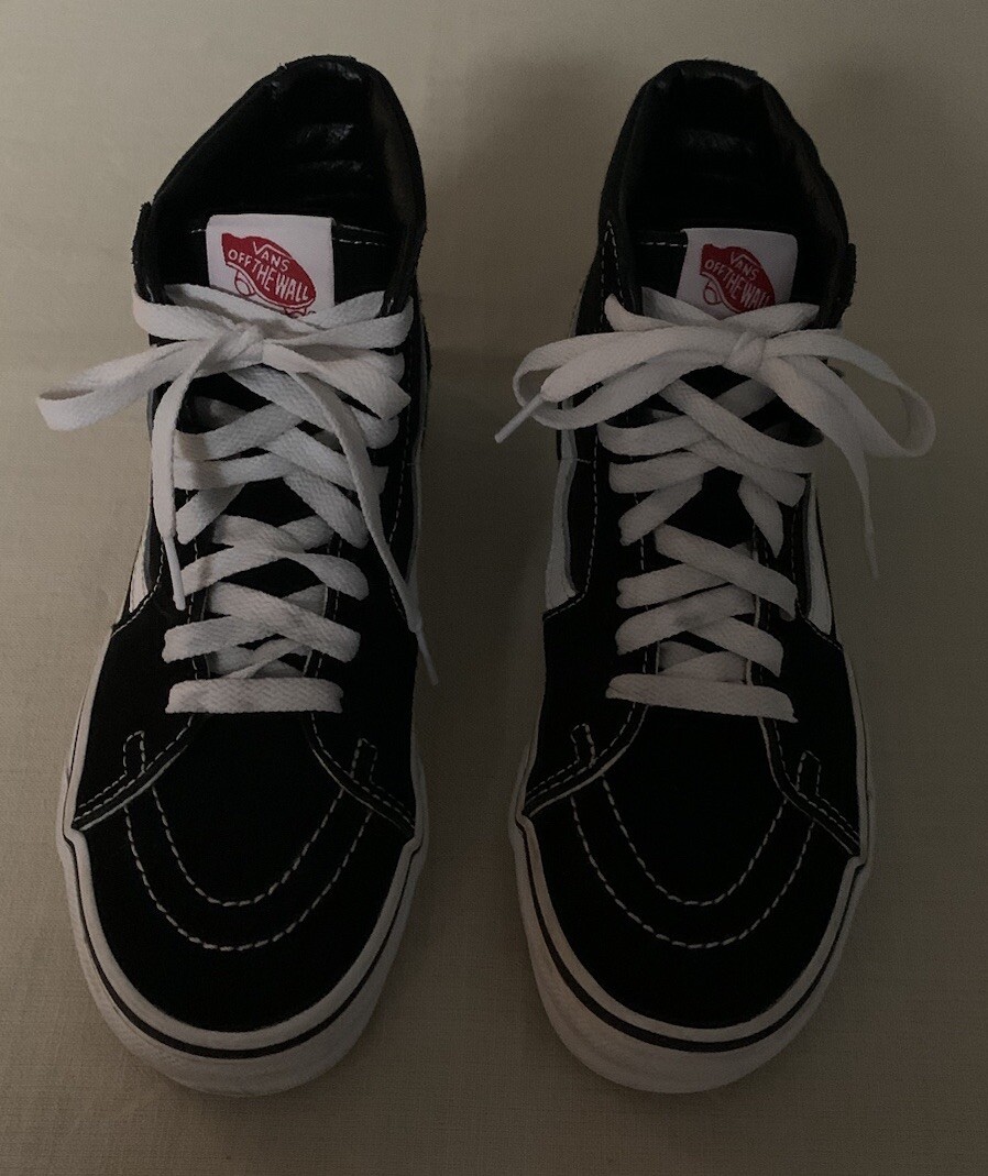 Vans Off The Wall Black Suede Mid Top Lace Up Shoe Mens 5.5 Women’s 7