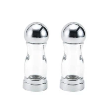 Chrome Salt Pepper Shaker Set 5.5 Inch Tabletop Refillable Stainless Steel