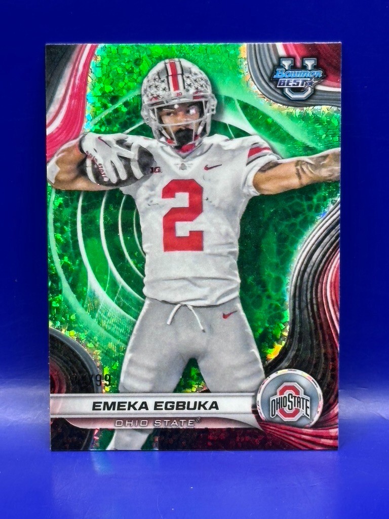 2024 Bowman Best U Chrome Emeka Egbuka Green Mini Diamond 87/99 #97 Ohio State
