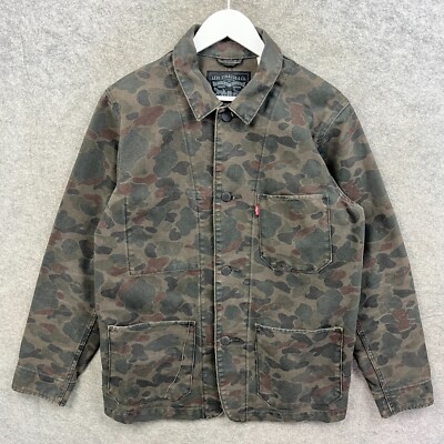 Levis Jacke Herren Medium Grün Engineer Chore Utility Denim Camoflage Canvas