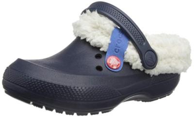 crocs 14462 Blitzen II Lined Clog Toddler/Little Kid),Navy/Oatmeal