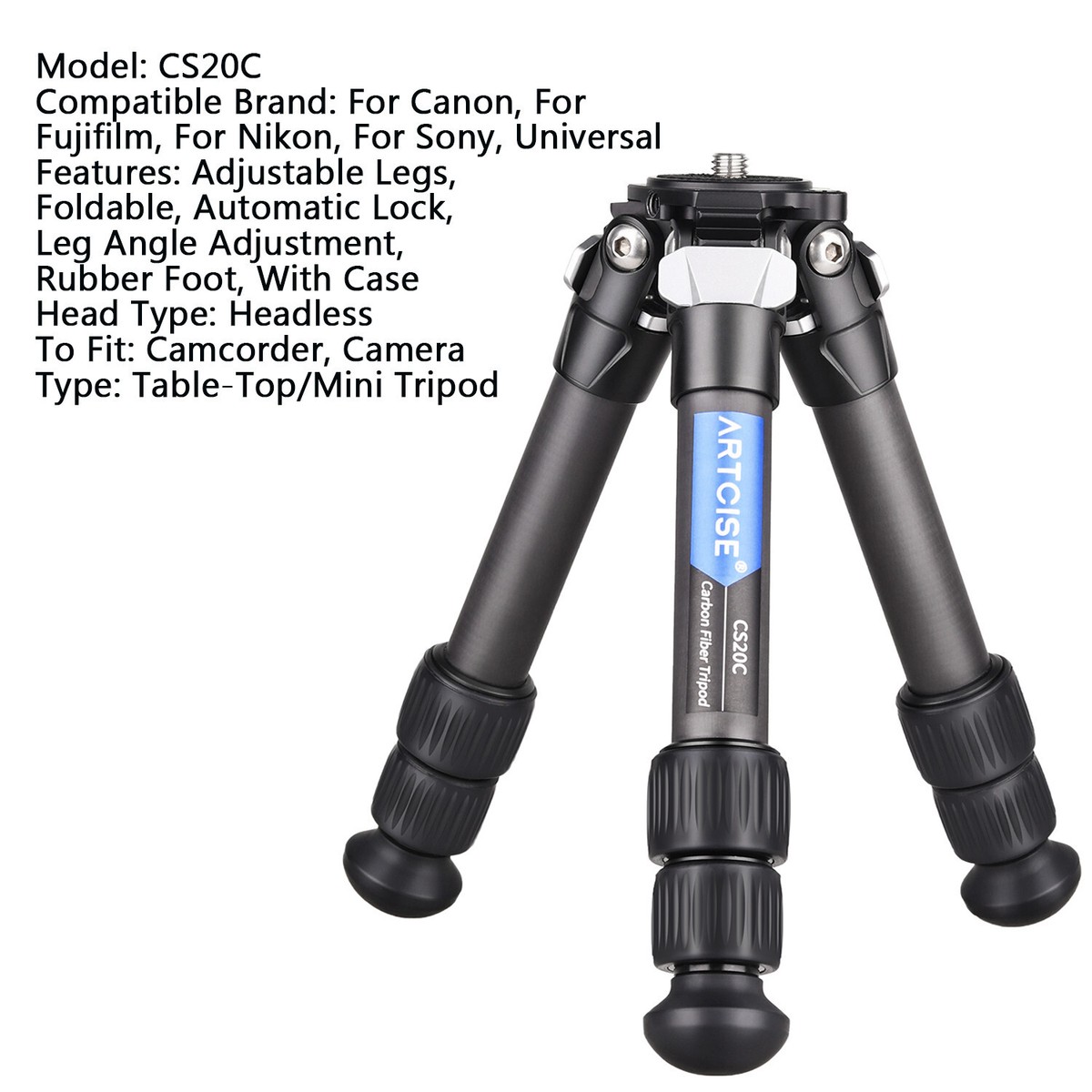 ARTCISE 22mmカーボン 三脚 4.7cm-35.5cm　[4C7] ARTCISE Carbon Tripod 22mm Compact Travel Tripod For SLR Canon