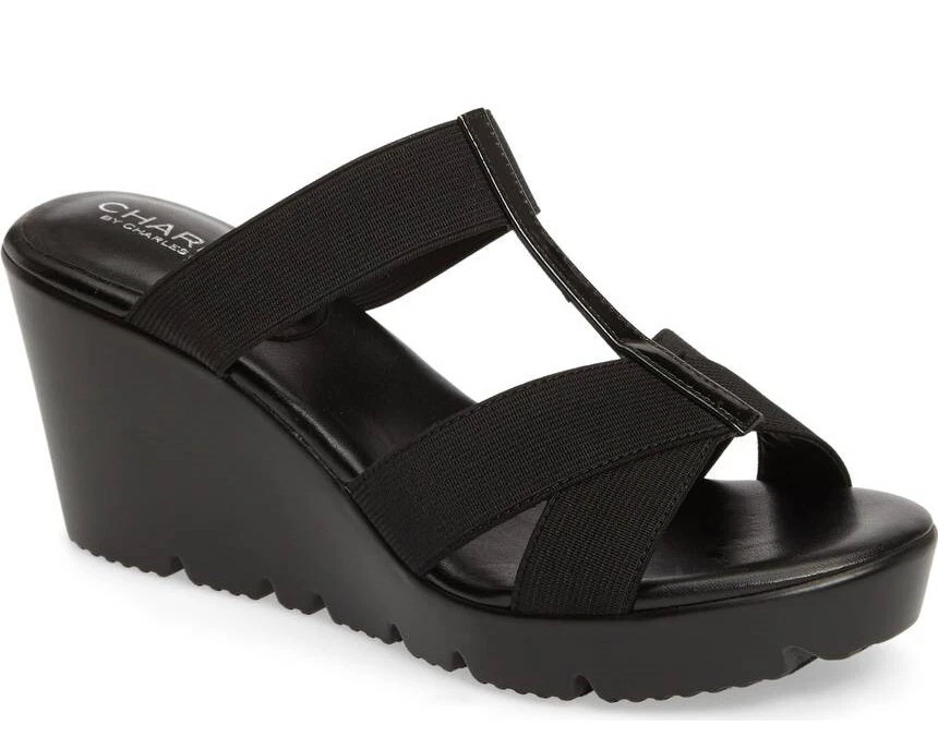 Charles By Charles David Womens victor Black Wedge Sandals Shoes