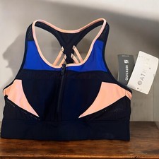 Athleta Blue and Pink Zip Along Women's Sports Bra Size Small-