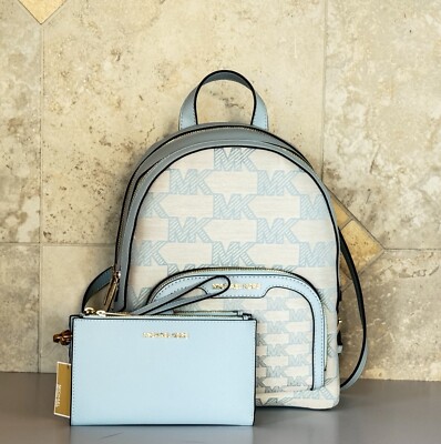 MICHAEL KORS JAYCEE MEDIUM BACKPACK + WALLET SET MK GRAPHIC LOGO