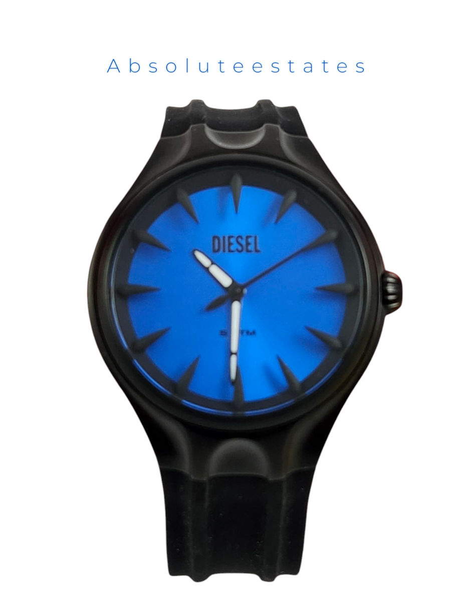 NEW Diesel Streamline Black & Blue Silicone Mens Watch  display picture 1