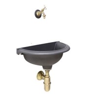 Fontana a muro Taormina casa giardino con rubinetto e sifone in ottone brunito