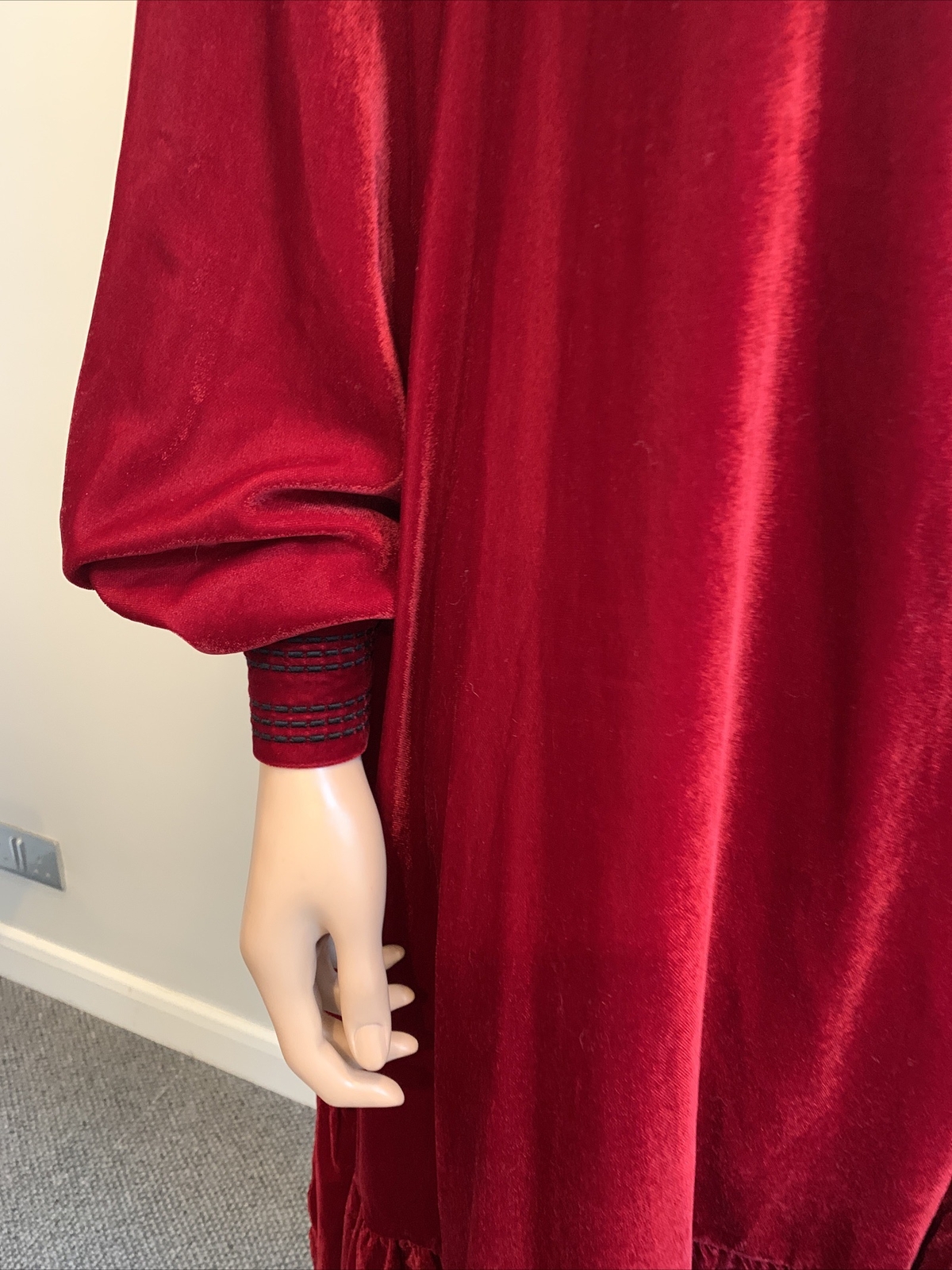 AND/OR John Lewis Red Velvet Painters Smock Style Dress Size L UK14/16/18 B46" eBay